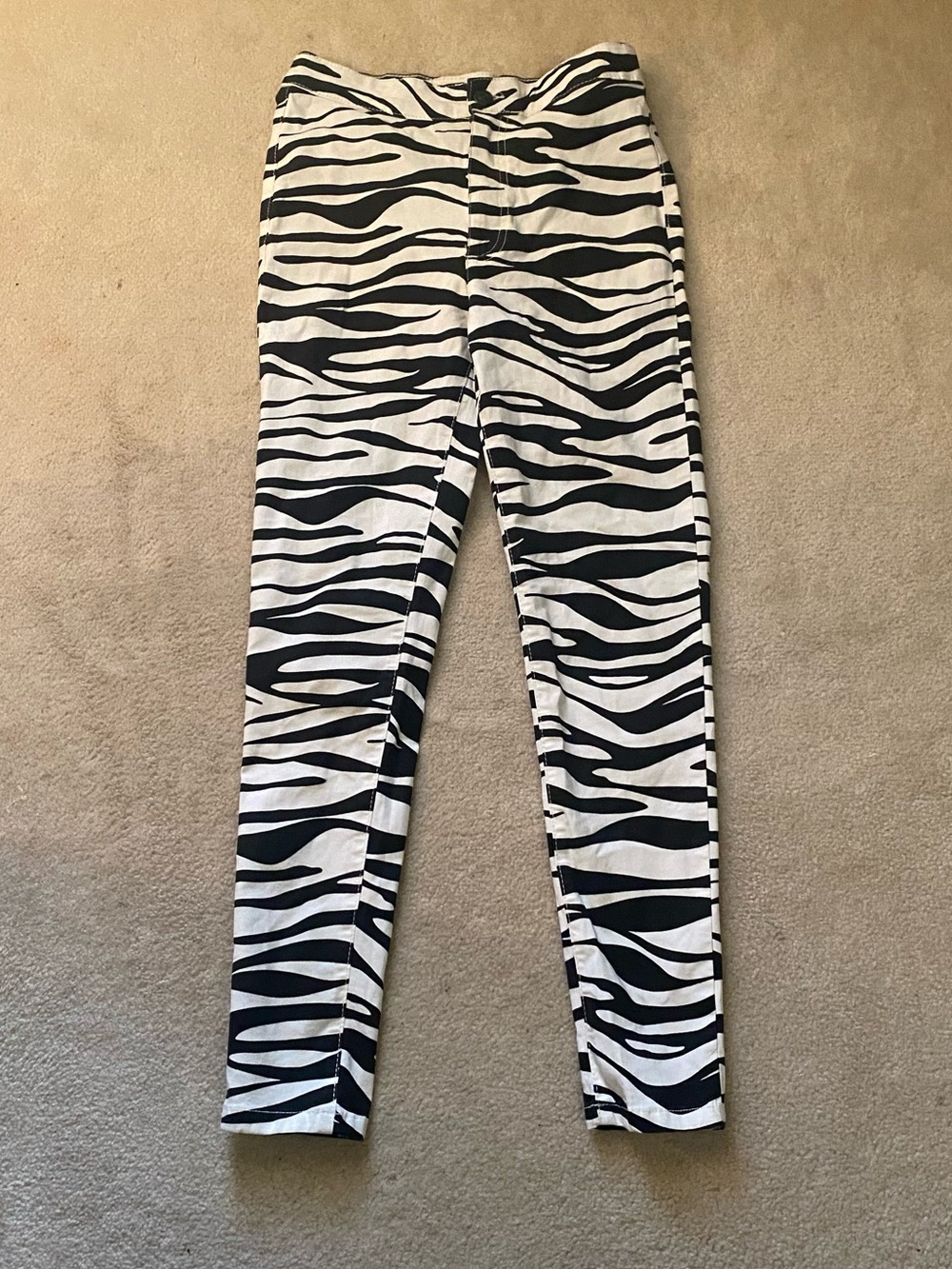 We The Free Skinny Jeans Womens 27 White Zebra Animal Print Stretch Denim Pants